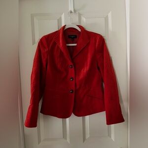 Women’s Talbots Blazer Burnt Orange Velvet Lined Jacket with Leather Buttons 6P